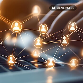 bAV-Netzwerk: Mitarbeitende effizient verbunden – KI-generiertes Bild