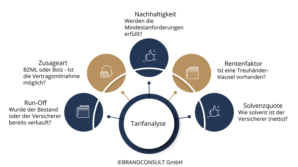 Grafische Darstellung der Faktoren bei einer bAV Tarifanalyse